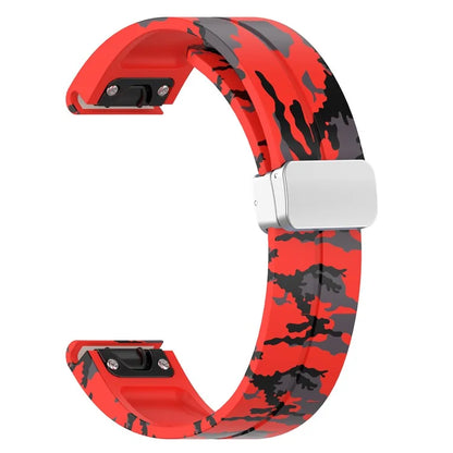For Garmin Fenix 7S / 6S Pro / 5S Plus / Instinct 2S Camouflage Watch Bands Silver Buckle 20mm Sports Strap