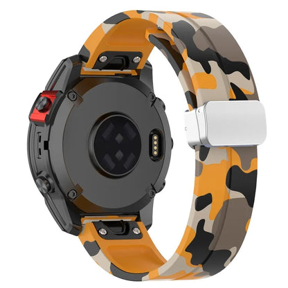 For Garmin Fenix 7S / 6S Pro / 5S Plus / Instinct 2S Camouflage Watch Bands Silver Buckle 20mm Sports Strap