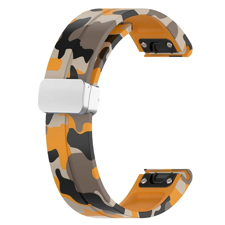 For Garmin Fenix 7S / 6S Pro / 5S Plus / Instinct 2S Camouflage Watch Bands Silver Buckle 20mm Sports Strap