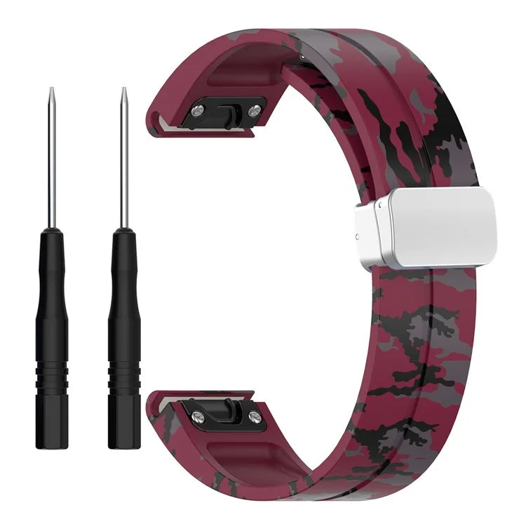 For Garmin Fenix 7S / 6S Pro / 5S Plus / Instinct 2S Camouflage Watch Bands Silver Buckle 20mm Sports Strap