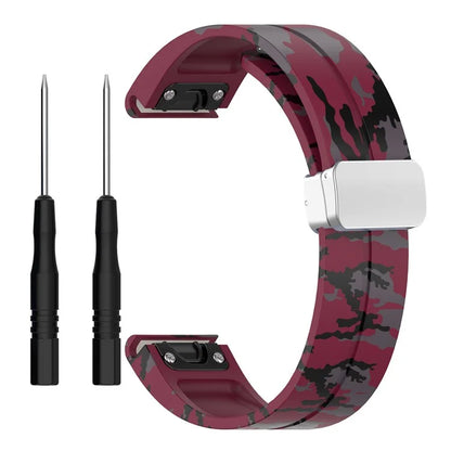 For Garmin Fenix 7S / 6S Pro / 5S Plus / Instinct 2S Camouflage Watch Bands Silver Buckle 20mm Sports Strap
