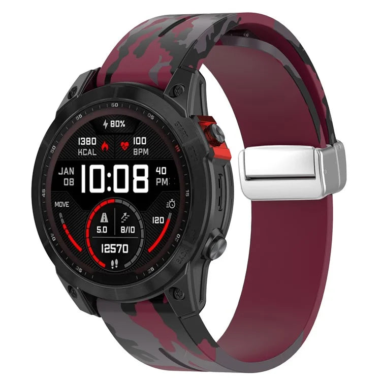 For Garmin Fenix 7S / 6S Pro / 5S Plus / Instinct 2S Camouflage Watch Bands Silver Buckle 20mm Sports Strap