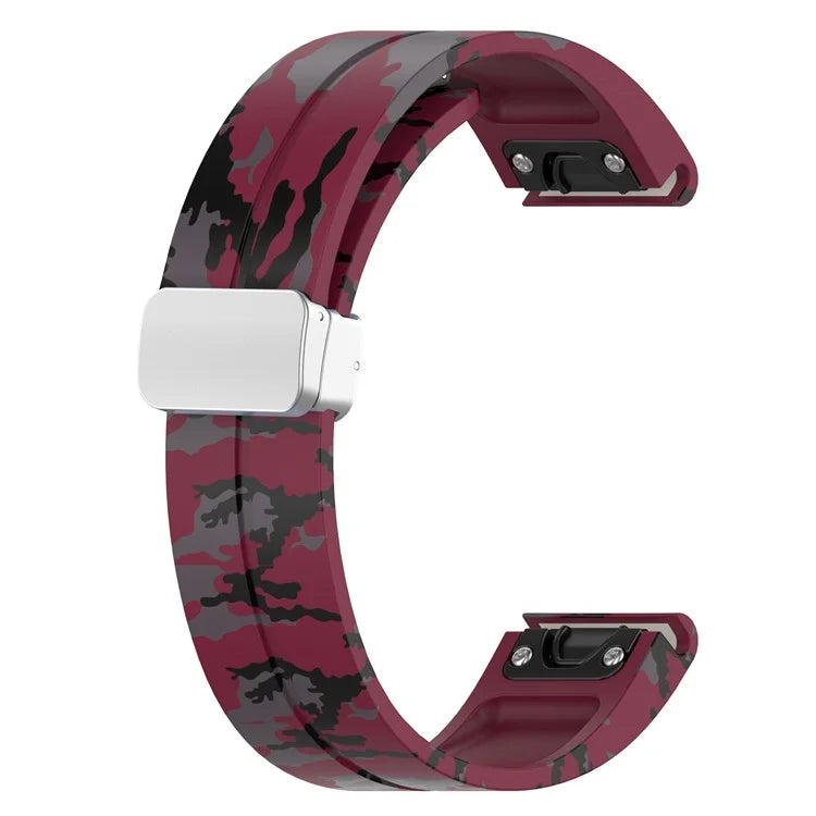 For Garmin Fenix 7S / 6S Pro / 5S Plus / Instinct 2S Camouflage Watch Bands Silver Buckle 20mm Sports Strap