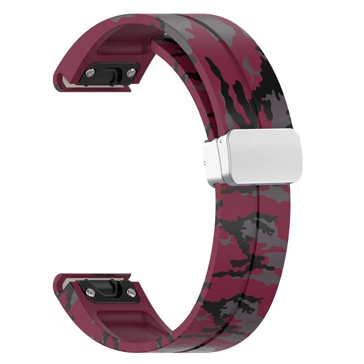 For Garmin Fenix 7S / 6S Pro / 5S Plus / Instinct 2S Camouflage Watch Bands Silver Buckle 20mm Sports Strap