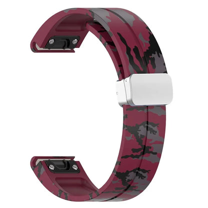 For Garmin Fenix 7S / 6S Pro / 5S Plus / Instinct 2S Camouflage Watch Bands Silver Buckle 20mm Sports Strap