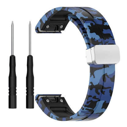 For Garmin Fenix 7S / 6S Pro / 5S Plus / Instinct 2S Camouflage Watch Bands Silver Buckle 20mm Sports Strap