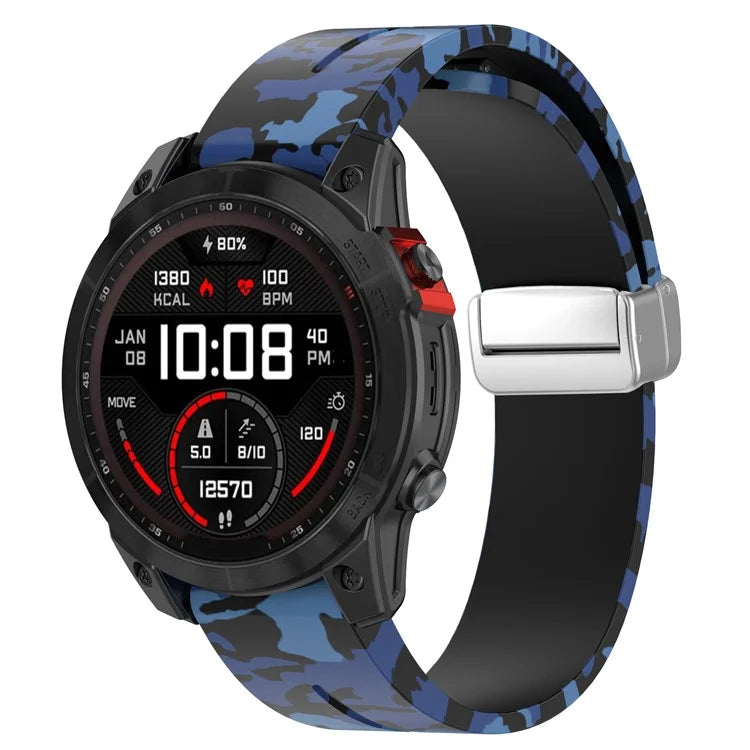For Garmin Fenix 7S / 6S Pro / 5S Plus / Instinct 2S Camouflage Watch Bands Silver Buckle 20mm Sports Strap