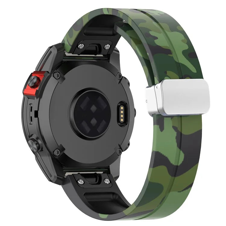 For Garmin Fenix 7S / 6S Pro / 5S Plus / Instinct 2S Camouflage Watch Bands Silver Buckle 20mm Sports Strap