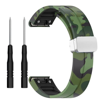 For Garmin Fenix 7S / 6S Pro / 5S Plus / Instinct 2S Camouflage Watch Bands Silver Buckle 20mm Sports Strap