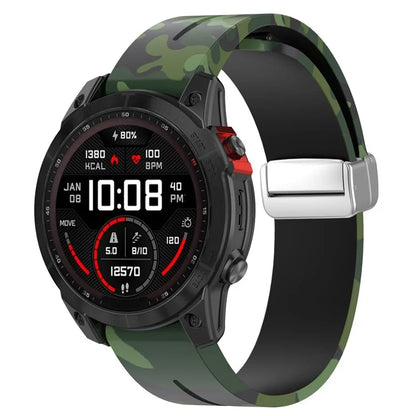 For Garmin Fenix 7S / 6S Pro / 5S Plus / Instinct 2S Camouflage Watch Bands Silver Buckle 20mm Sports Strap