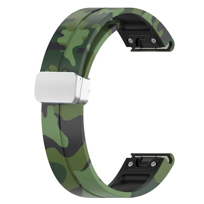 For Garmin Fenix 7S / 6S Pro / 5S Plus / Instinct 2S Camouflage Watch Bands Silver Buckle 20mm Sports Strap
