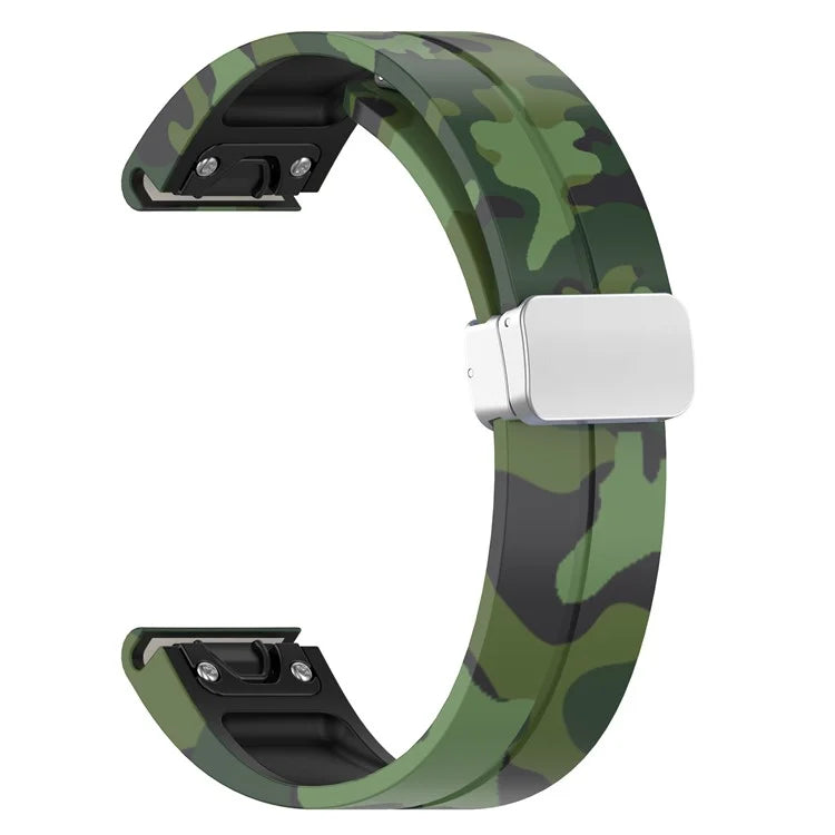 For Garmin Fenix 7S / 6S Pro / 5S Plus / Instinct 2S Camouflage Watch Bands Silver Buckle 20mm Sports Strap