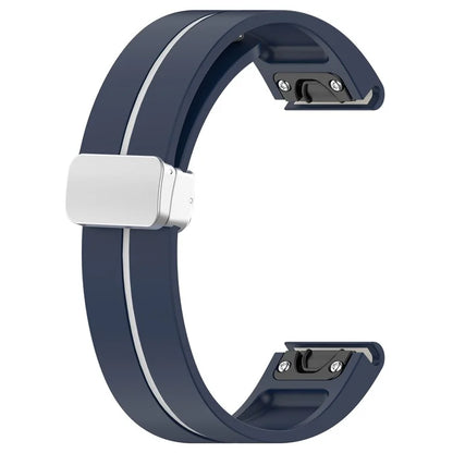 For Garmin Fenix 7S / 6S Pro / 5S Plus / Instinct 2S Silicone Watch Bands Silver Buckle 20mm Dual Color Stripes Strap