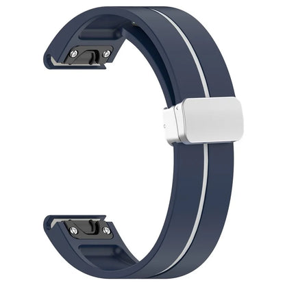 For Garmin Fenix 7S / 6S Pro / 5S Plus / Instinct 2S Silicone Watch Bands Silver Buckle 20mm Dual Color Stripes Strap