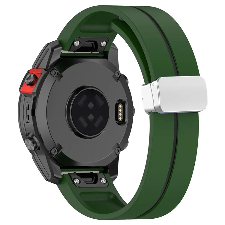 For Garmin Fenix 7S / 6S Pro / 5S Plus / Instinct 2S Silicone Watch Bands Silver Buckle 20mm Dual Color Stripes Strap