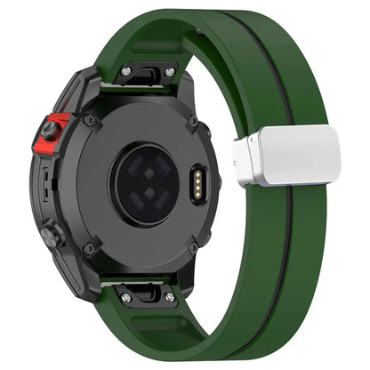 For Garmin Fenix 7S / 6S Pro / 5S Plus / Instinct 2S Silicone Watch Bands Silver Buckle 20mm Dual Color Stripes Strap