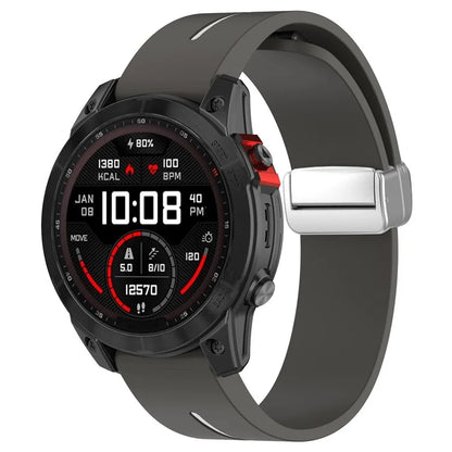 For Garmin Fenix 7S / 6S Pro / 5S Plus / Instinct 2S Silicone Watch Bands Silver Buckle 20mm Dual Color Stripes Strap