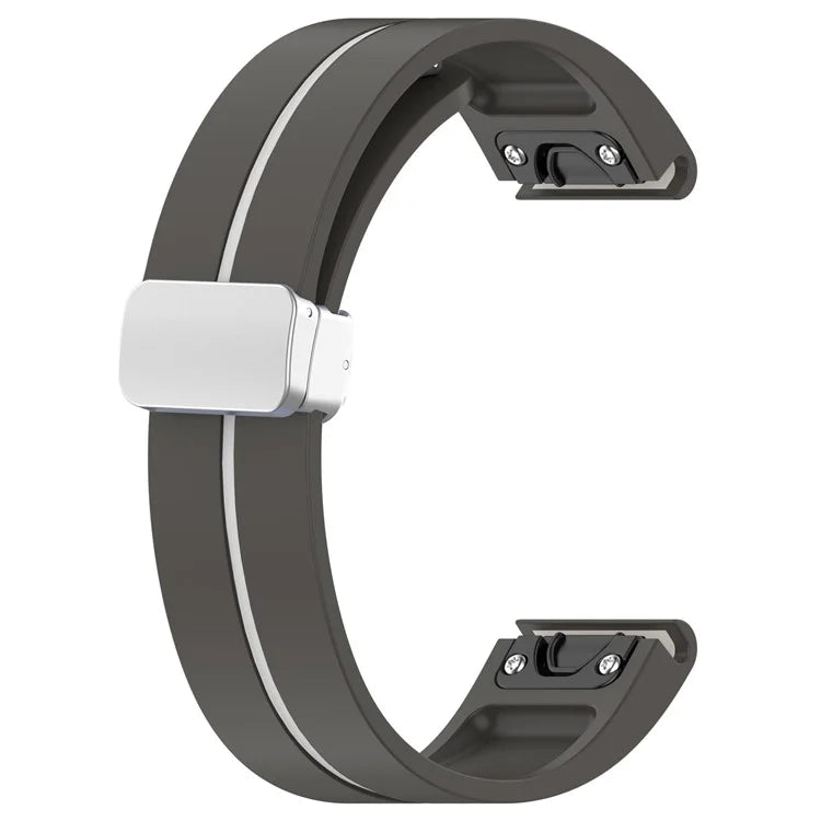 For Garmin Fenix 7S / 6S Pro / 5S Plus / Instinct 2S Silicone Watch Bands Silver Buckle 20mm Dual Color Stripes Strap