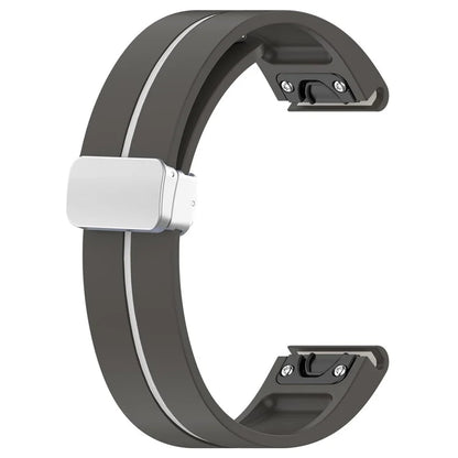 For Garmin Fenix 7S / 6S Pro / 5S Plus / Instinct 2S Silicone Watch Bands Silver Buckle 20mm Dual Color Stripes Strap