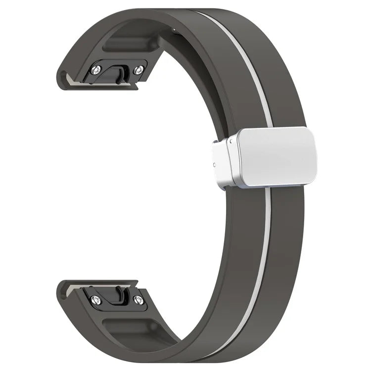 For Garmin Fenix 7S / 6S Pro / 5S Plus / Instinct 2S Silicone Watch Bands Silver Buckle 20mm Dual Color Stripes Strap