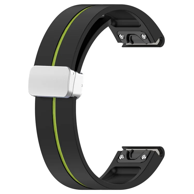 For Garmin Fenix 7S / 6S Pro / 5S Plus / Instinct 2S Silicone Watch Bands Silver Buckle 20mm Dual Color Stripes Strap