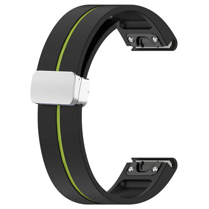 For Garmin Fenix 7S / 6S Pro / 5S Plus / Instinct 2S Silicone Watch Bands Silver Buckle 20mm Dual Color Stripes Strap