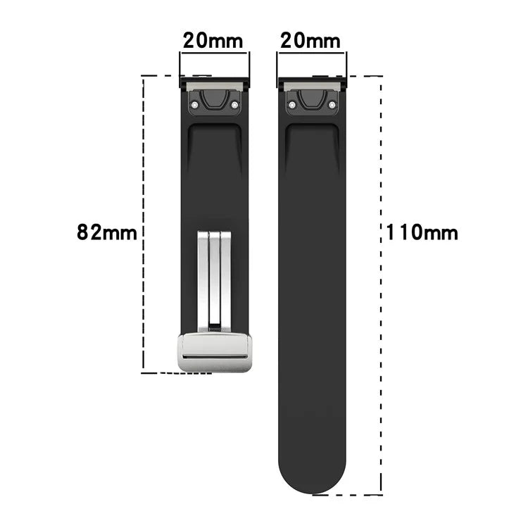 For Garmin Fenix 7S / 6S Pro / 5S Plus / Instinct 2S Silicone Watch Bands Silver Buckle 20mm Dual Color Stripes Strap