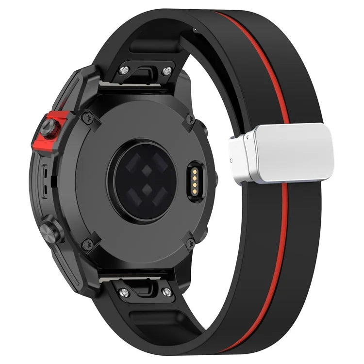 For Garmin Fenix 7S / 6S Pro / 5S Plus / Instinct 2S Silicone Watch Bands Silver Buckle 20mm Dual Color Stripes Strap