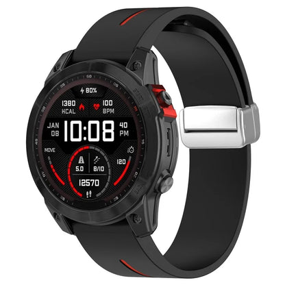 For Garmin Fenix 7S / 6S Pro / 5S Plus / Instinct 2S Silicone Watch Bands Silver Buckle 20mm Dual Color Stripes Strap