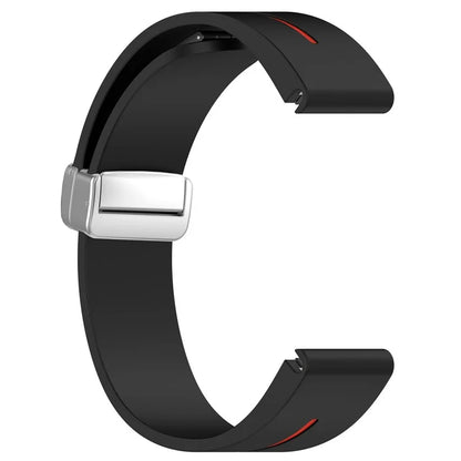 For Garmin Fenix 7S / 6S Pro / 5S Plus / Instinct 2S Silicone Watch Bands Silver Buckle 20mm Dual Color Stripes Strap