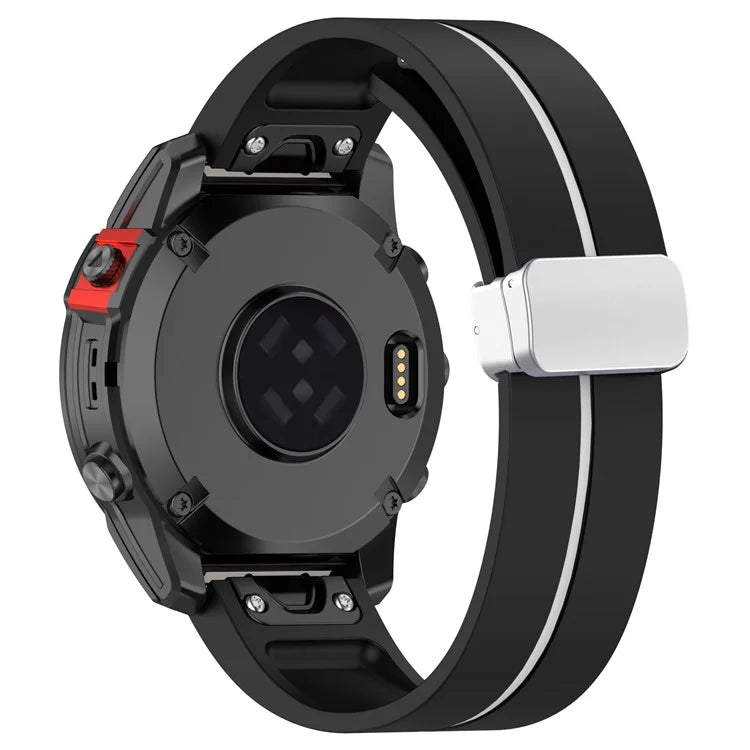 For Garmin Fenix 7S / 6S Pro / 5S Plus / Instinct 2S Silicone Watch Bands Silver Buckle 20mm Dual Color Stripes Strap