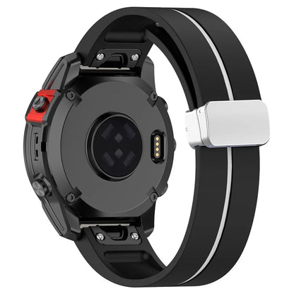 For Garmin Fenix 7S / 6S Pro / 5S Plus / Instinct 2S Silicone Watch Bands Silver Buckle 20mm Dual Color Stripes Strap