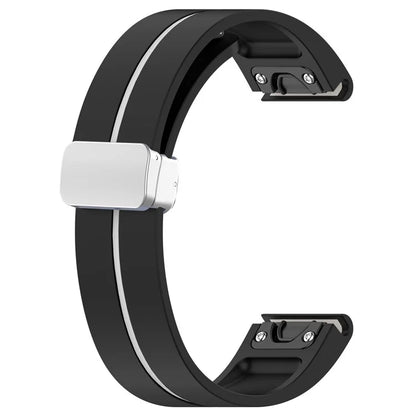 For Garmin Fenix 7S / 6S Pro / 5S Plus / Instinct 2S Silicone Watch Bands Silver Buckle 20mm Dual Color Stripes Strap