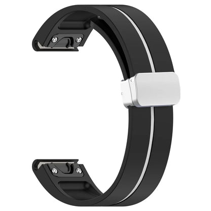 For Garmin Fenix 7S / 6S Pro / 5S Plus / Instinct 2S Silicone Watch Bands Silver Buckle 20mm Dual Color Stripes Strap
