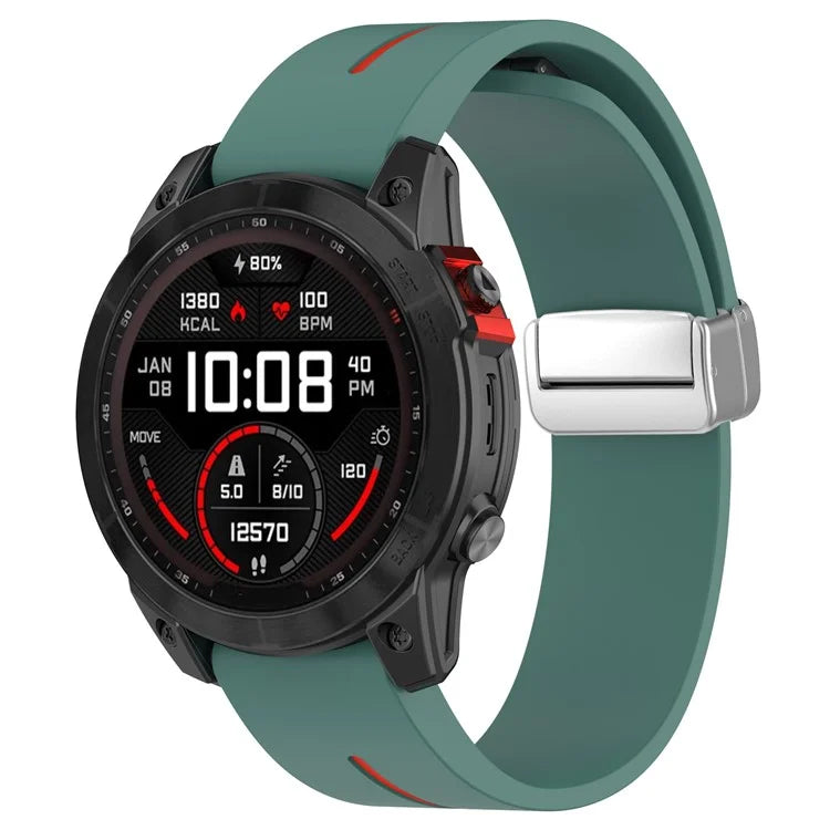 For Garmin Fenix 7S / 6S Pro / 5S Plus / Instinct 2S Silicone Watch Bands Silver Buckle 20mm Dual Color Stripes Strap