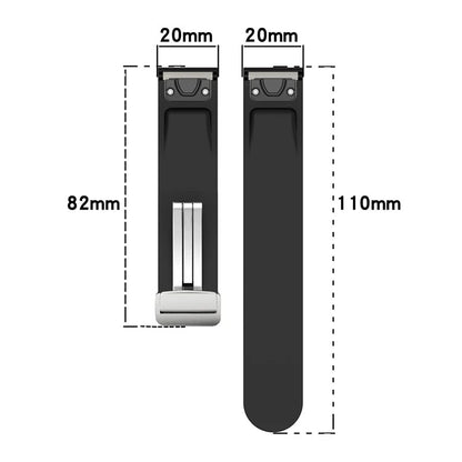 For Garmin Fenix 7S / 6S Pro / 5S Plus / Instinct 2S Silicone Watch Bands Silver Buckle 20mm Dual Color Stripes Strap