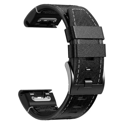 For Garmin Fenix 7 / Forerunner 965 / 955 / 945 / 935 Watch Band Leather+Silicone Wriststrap