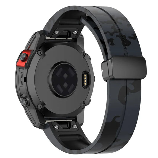 For Garmin Fenix 7 / Forerunner 965 / 955 / 945 / 935 Watch Band Black Buckle 22mm Camouflage Wriststrap