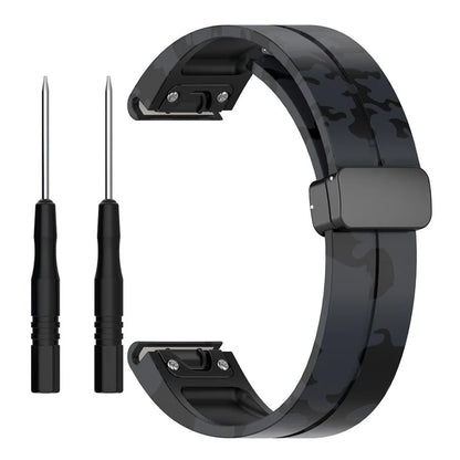 For Garmin Fenix 7 / Forerunner 965 / 955 / 945 / 935 Watch Band Black Buckle 22mm Camouflage Wriststrap