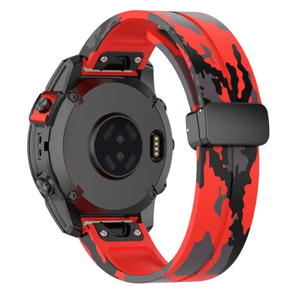 For Garmin Fenix 7 / Forerunner 965 / 955 / 945 / 935 Watch Band Black Buckle 22mm Camouflage Wriststrap