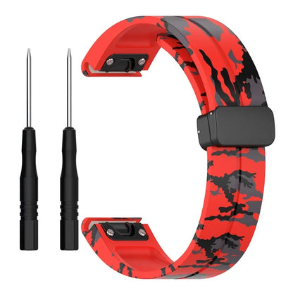 For Garmin Fenix 7 / Forerunner 965 / 955 / 945 / 935 Watch Band Black Buckle 22mm Camouflage Wriststrap
