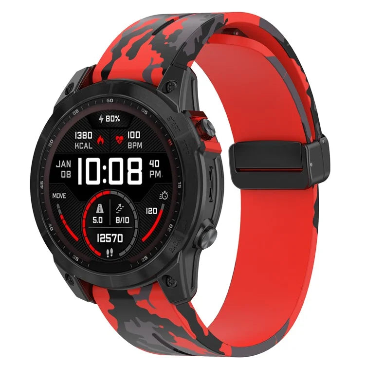 For Garmin Fenix 7 / Forerunner 965 / 955 / 945 / 935 Watch Band Black Buckle 22mm Camouflage Wriststrap