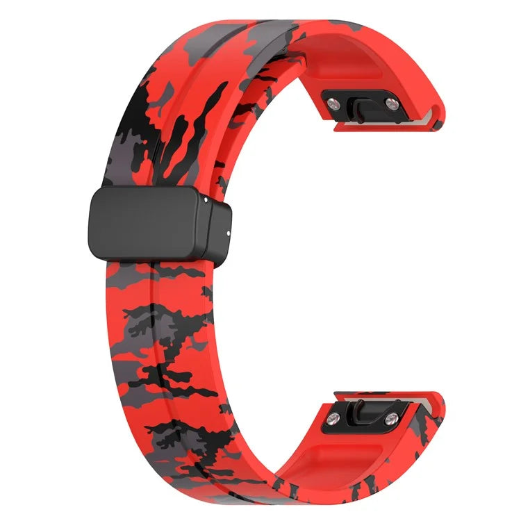 For Garmin Fenix 7 / Forerunner 965 / 955 / 945 / 935 Watch Band Black Buckle 22mm Camouflage Wriststrap