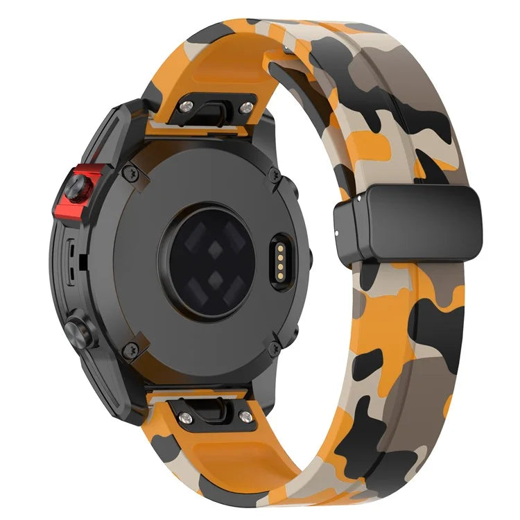 For Garmin Fenix 7 / Forerunner 965 / 955 / 945 / 935 Watch Band Black Buckle 22mm Camouflage Wriststrap