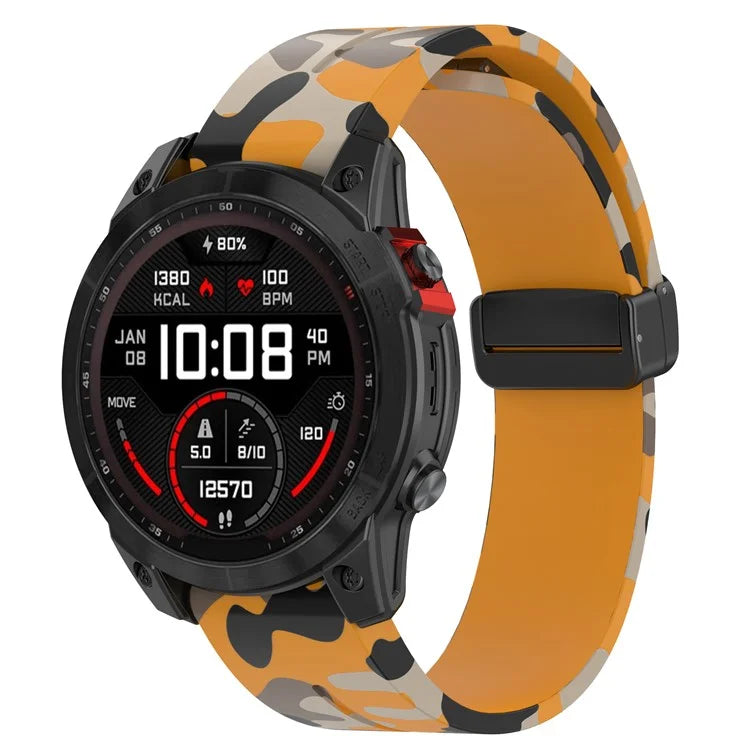 For Garmin Fenix 7 / Forerunner 965 / 955 / 945 / 935 Watch Band Black Buckle 22mm Camouflage Wriststrap