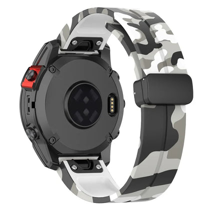 For Garmin Fenix 7 / Forerunner 965 / 955 / 945 / 935 Watch Band Black Buckle 22mm Camouflage Wriststrap
