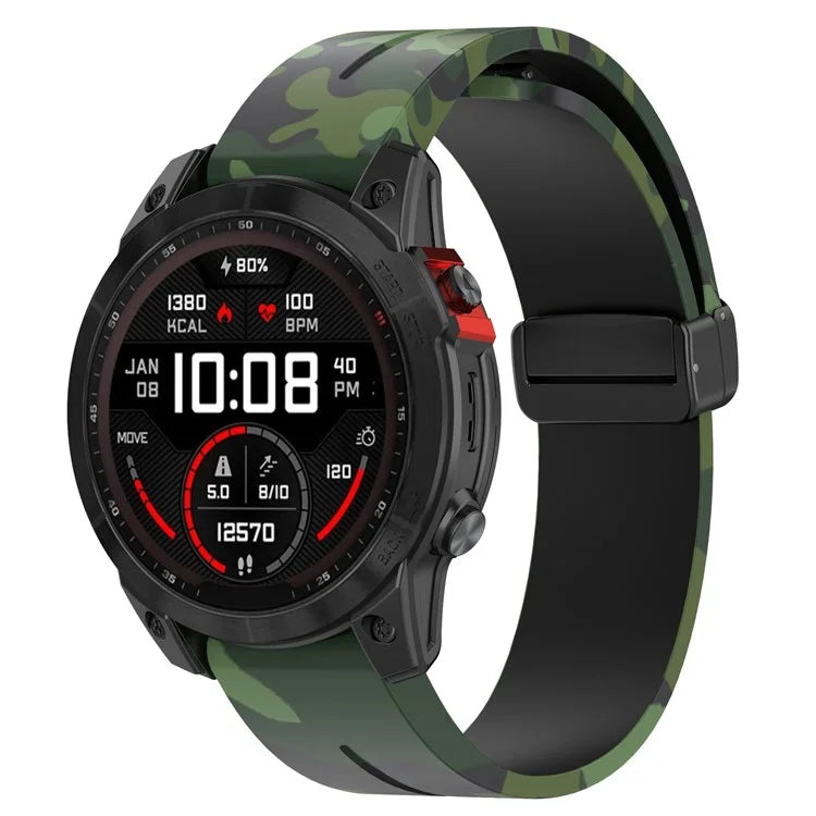For Garmin Fenix 7 / Forerunner 965 / 955 / 945 / 935 Watch Band Black Buckle 22mm Camouflage Wriststrap
