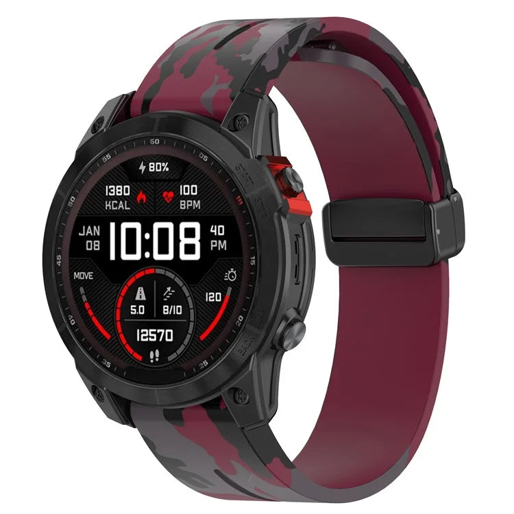 For Garmin Fenix 7 / Forerunner 965 / 955 / 945 / 935 Watch Band Black Buckle 22mm Camouflage Wriststrap