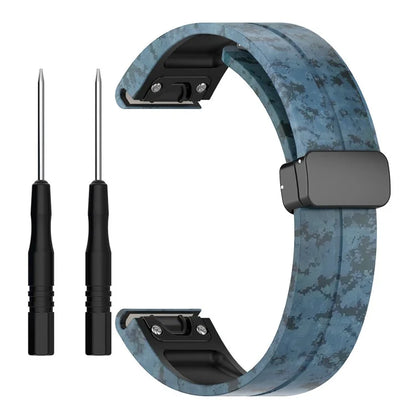 For Garmin Fenix 7 / Forerunner 965 / 955 / 945 / 935 Watch Band Black Buckle 22mm Camouflage Wriststrap