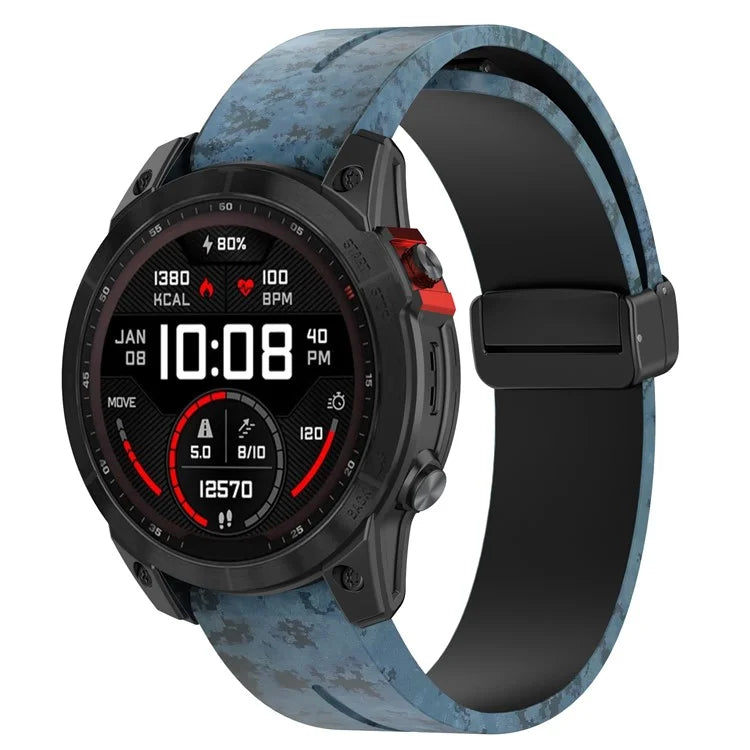 For Garmin Fenix 7 / Forerunner 965 / 955 / 945 / 935 Watch Band Black Buckle 22mm Camouflage Wriststrap